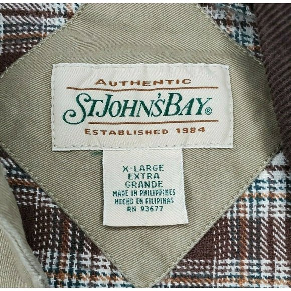 Authentic St Johns Bay Extra Large Brown Plaid Interior Button Up Jacket - Picture 8 of 12